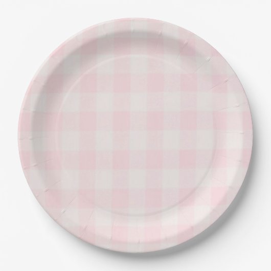 Pink Gingham 2 Pappteller (Vorderseite)