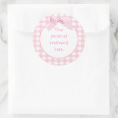 Pink Gingham 2 Runder Aufkleber (Tasche)