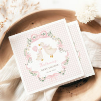 Pink Gingham Albern Gänse Girl Baby Dusche