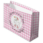 Pink Gingham Albern Gänse Große Geschenktüte (Vorderseite Schrägansicht)