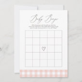 Pink Gingham Baby Dusche Bingo Spiel Einladung (Vorderseite)