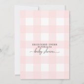 Pink Gingham Baby Dusche Einladung (Rückseite)