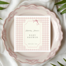 Pink Gingham Baby Dusche Napkin mit Bow
