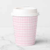 Pink Gingham Baby Dusche Pappbecher (Rückseite)