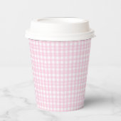 Pink Gingham Baby Dusche Pappbecher (Vorderseite)