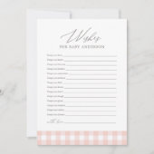 Pink Gingham Baby Dusche Wünsche für Babykarte Einladung (Vorderseite)