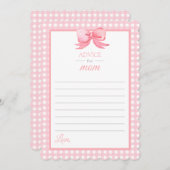 Pink Gingham Baby Duschempfehlung für Mama Card Einladung (Vorne/Hinten)