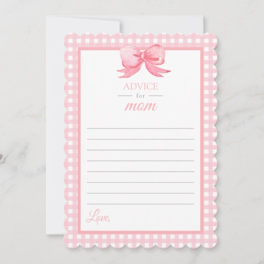 Pink Gingham Baby Duschempfehlung für Mama Card Einladung (Vorderseite)