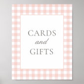 Pink Gingham Baby Duschkarten und Geschenkschild Poster (Vorne)