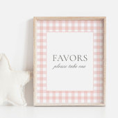 Pink Gingham Baby Duwer Lieblings-Zeichen Poster