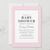 Pink Gingham Baby Girl Dusche Einladung (Vorderseite)