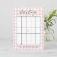 Pink Gingham Baby GIrl Duwer Bingo Cards