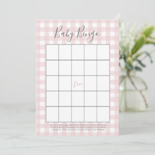 Pink Gingham Baby GIrl Duwer Bingo Cards Hinweiskarte