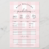 Pink Gingham Baby Predictions Game (Vorderseite)