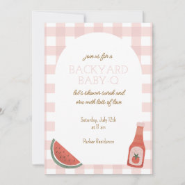Pink Gingham Baby-Q Baby Shower Invitation Einladung