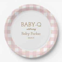 Pink Gingham Baby-Q Circular Plate 2 Pappteller