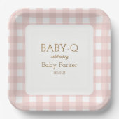Pink Gingham Baby-Q Square Plate 2 Pappteller (Vorderseite)