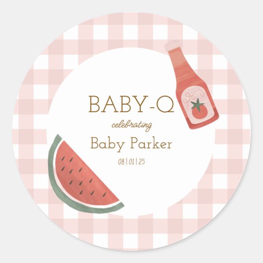 Pink Gingham Baby-Q Sticker (Vorderseite)