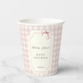 Pink Gingham Baby Showcup mit Bow Pappbecher (Vorderseite)