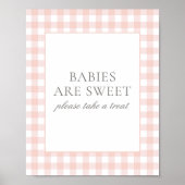 Pink Gingham Baby Shower Babys sind Sweet Sign Poster (Vorne)