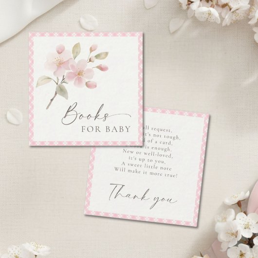 Pink Gingham Baby Shower Books For Baby Begleitkarte
