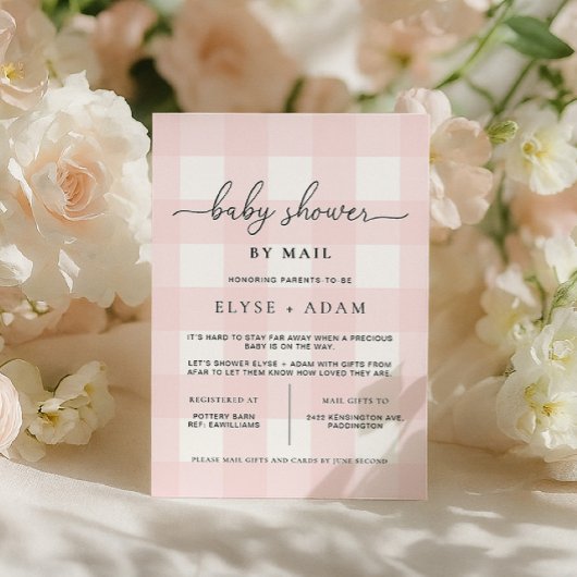 Pink Gingham Baby Shower by Mail Einladung