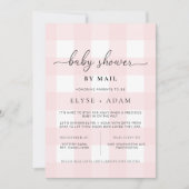 Pink Gingham Baby Shower by Mail Einladung (Vorderseite)