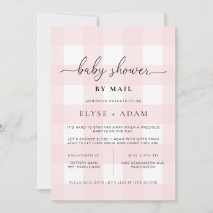 Pink Gingham Baby Shower by Mail Einladung