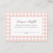 Pink Gingham Baby Shower Diaper Raffle Ticket Begleitkarte (Vorderseite)