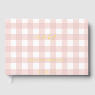 Pink Gingham Baby Shower Guest Book Gästebuch