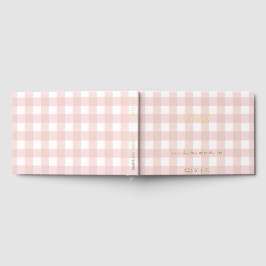 Pink Gingham Baby Shower Guest Book Gästebuch (Voll)
