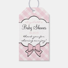 Pink Gingham Baby Shower Guest Gefallen Vielen Dan Geschenkanhänger