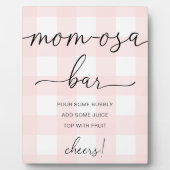 Pink Gingham Baby Shower Mama-osa Bar Sign Fotoplatte (Vorderseite)