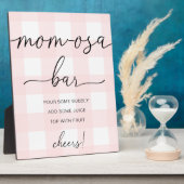 Pink Gingham Baby Shower Mama-osa Bar Sign Fotoplatte (Seite)