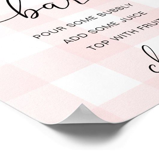 Pink Gingham Baby Shower Mama-osa Bar Sign Poster (Ecke)