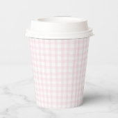 Pink Gingham Baby Shower Pappbecher (Rückseite)