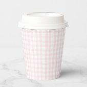Pink Gingham Baby Shower Pappbecher (Vorderseite)