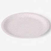 Pink Gingham Baby Shower Pappteller (Schrägansicht)