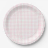 Pink Gingham Baby Shower Pappteller (Vorderseite)