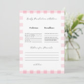 Pink Gingham Baby Shower Vorhersagen II Einladung (Stehend Vorderseite)