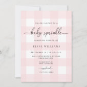 Pink Gingham Baby Sprinkle Einladung (Vorderseite)
