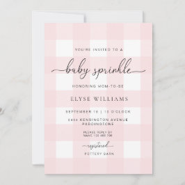 Pink Gingham Baby Sprinkle Einladung