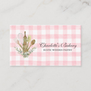Pink Gingham Bäckerei Kuchenmacher Visitenkarte