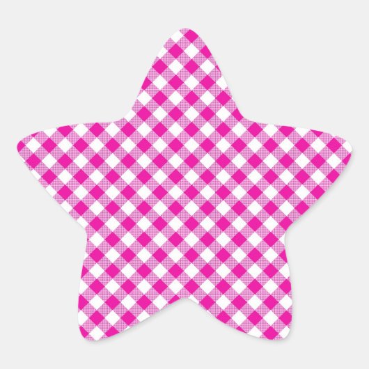 Pink Gingham Background Star Sticker (Vorderseite)