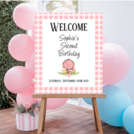 Pink Gingham Barnyard Glossy Willkommenspopster Poster