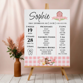 Pink Gingham Barnyard Meilensteine Glossar Poster