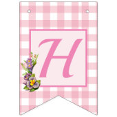 Pink Gingham Bear Cub Happy Birthday Wimpelkette (Zweite Fahne)