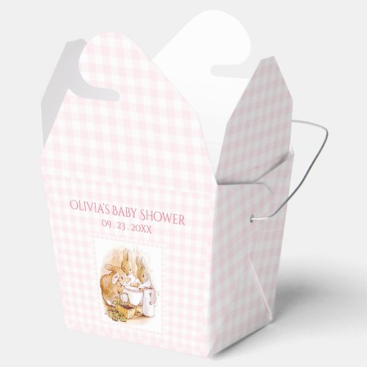 Pink Gingham Beatrix Potter Baby Dusche Gefallen Geschenkschachtel (Geöffnet)