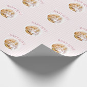 Pink Gingham Beatrix Potter Baby Dusche Geschenkpapier (Ecke)
