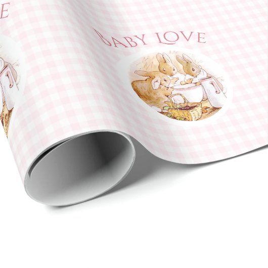 Pink Gingham Beatrix Potter Baby Dusche Geschenkpapier (Rolleneckpunkt)